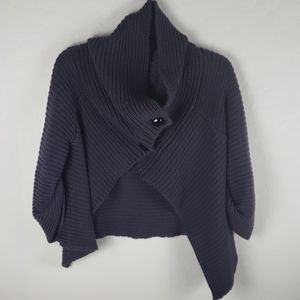 Wool Blend Purple Cropped Cardigan W/Dolman Sleeve